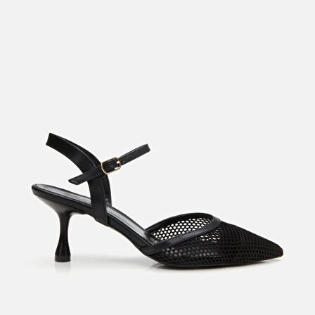 Siyah Kadın Fileli Stiletto