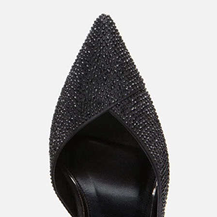 Siyah Kadın Taşlı Stiletto