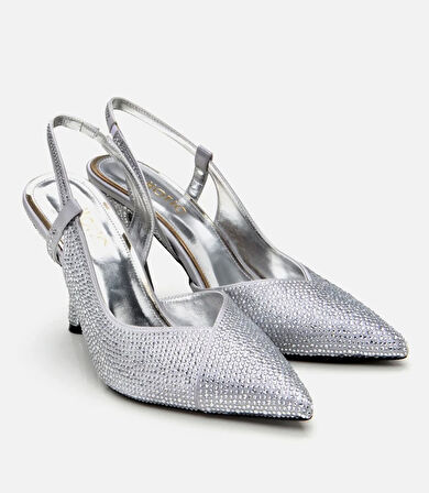 Kadın Lame Taşlı Arkası Açık Stiletto
