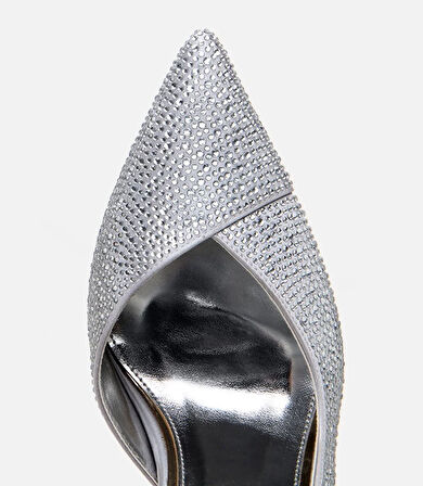 Kadın Lame Taşlı Arkası Açık Stiletto