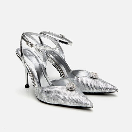 Lame Kadın Taşlı Stiletto