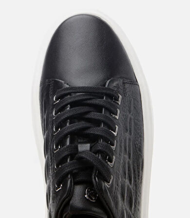 Erkek Deri Siyah Ultra Hafif Tabanlı Spor Ayakkabı