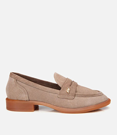 Kadın Süet Deri Vizon Esnek Tabanlı Klasik Loafer