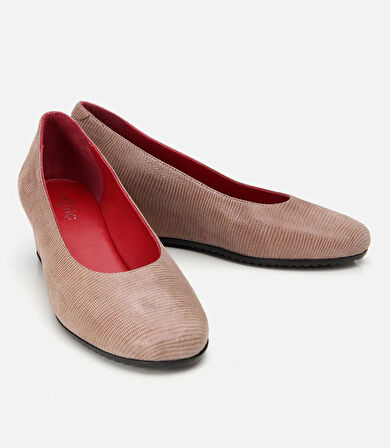 Kadın Deri Vizon Esnek Dolgu Topuklu Ayakkabı