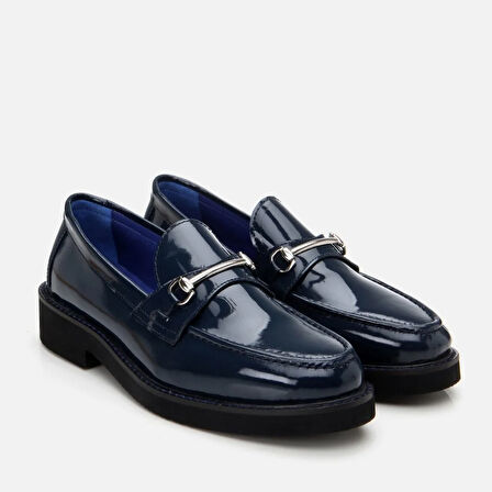 Hakiki Deri Lacivert Kadın Loafer