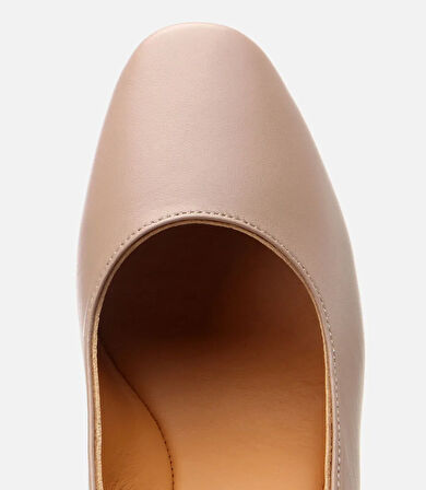 Kadın Deri Bej Rahat Kalın Topuklu Ayakkabı