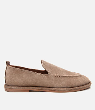 Kadın Süet Deri Bej Günlük Loafer