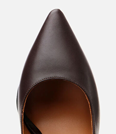 Kadın Deri Kahverengi Esnek Tabanlı Stiletto