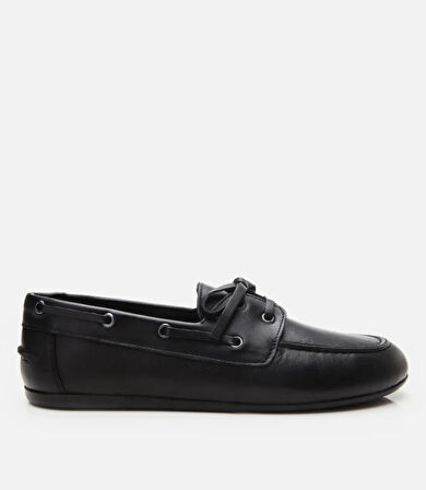 Kadın Deri Siyah Bağcıklı Günlük Loafer
