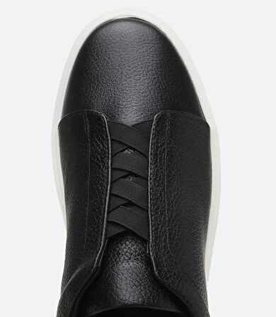 Erkek Deri Siyah Lastik Detaylı Spor Ayakkabı