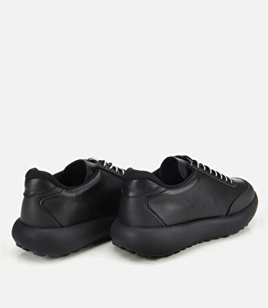 Erkek Deri Siyah Yumuşak Dokulu Spor Ayakkabı