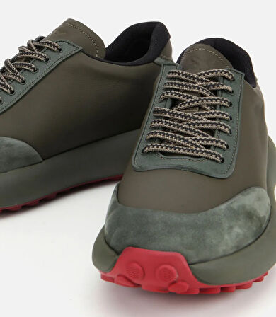 Erkek Nubuk Deri Haki Kalın Tabanlı Spor Ayakkabı