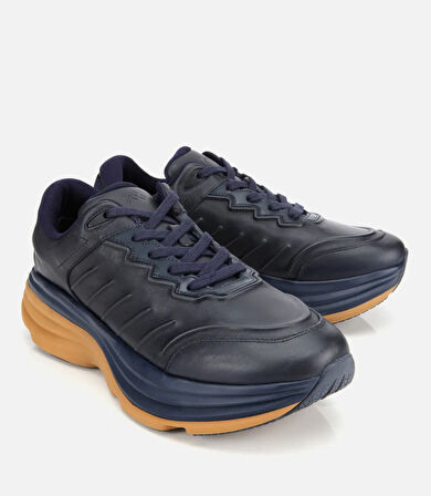 Erkek Deri Lacivert Kalın Tabanlı Spor Ayakkabı