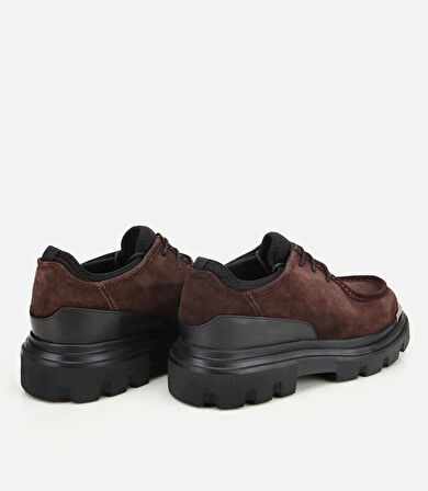Erkek Süet Deri Kahverengi Yüksek Tabanlı Günlük Ayakkabı
