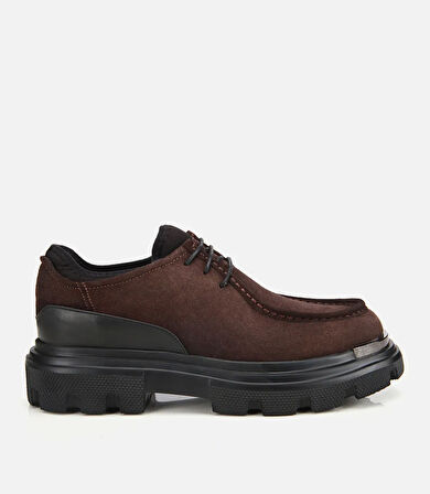 Erkek Süet Deri Kahverengi Yüksek Tabanlı Günlük Ayakkabı