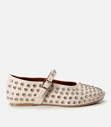 Kadın Bej Taşlı Babet