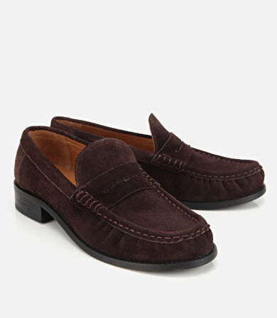 Kadın Süet Deri Kahverengi Yumuşak Dokulu Klasik Loafer