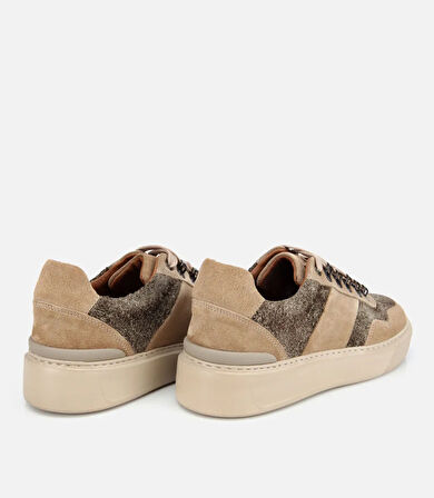 Erkek Süet Deri Bej Yüksek Tabanlı Spor Ayakkabı