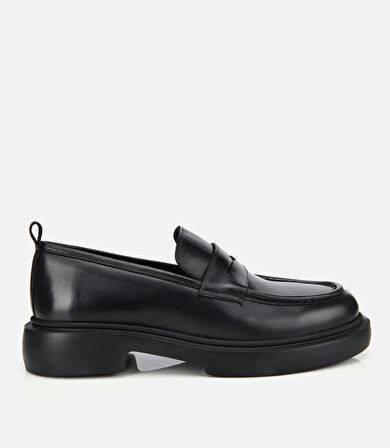 Erkek Deri Siyah Yüksek Tabanlı Klasik Loafer
