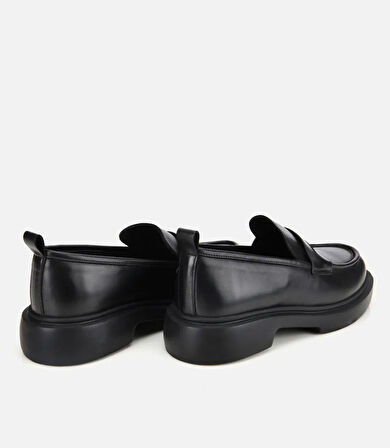 Erkek Deri Siyah Yüksek Tabanlı Klasik Loafer