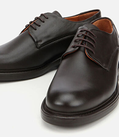 Erkek Deri Kahverengi Rahat Tabanlı Klasik Ayakkabı