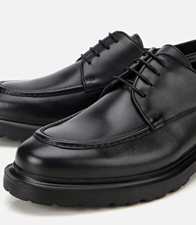 Erkek Deri Siyah Dikiş Detaylı Günlük Ayakkabı