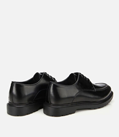 Erkek Açma Deri Siyah Dikiş Detaylı Günlük Ayakkabı