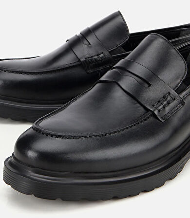 Erkek Deri Siyah Klasik Loafer