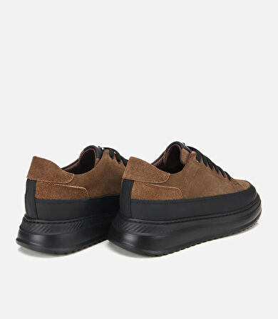 Erkek Süet Deri Kahverengi Kalın Tabanlı Günlük Ayakkabı