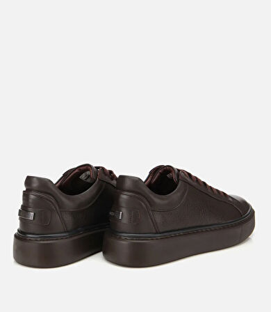 Erkek Deri Kahverengi Kalın Tabanlı Spor Ayakkabı