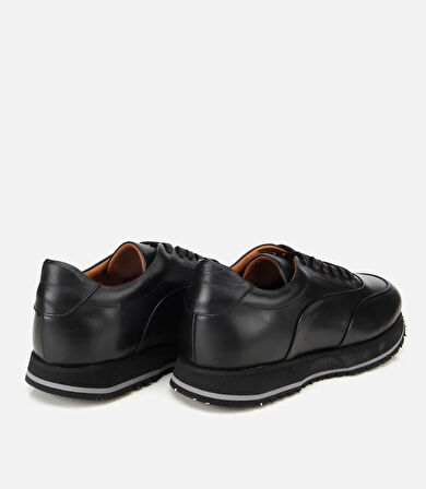 Erkek Deri Siyah Yumuşak Dokulu Spor Ayakkabı