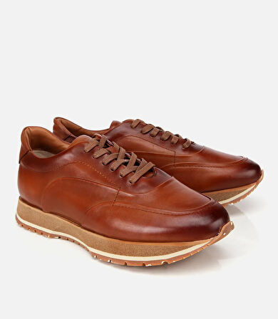 Erkek Deri Taba Yumuşak Dokulu Spor Ayakkabı