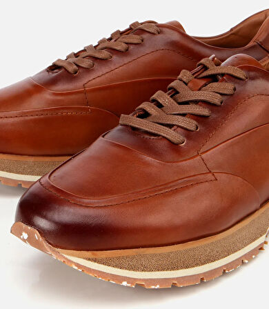 Erkek Deri Taba Yumuşak Dokulu Spor Ayakkabı