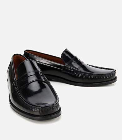 Erkek Açma Deri Siyah Klasik Loafer