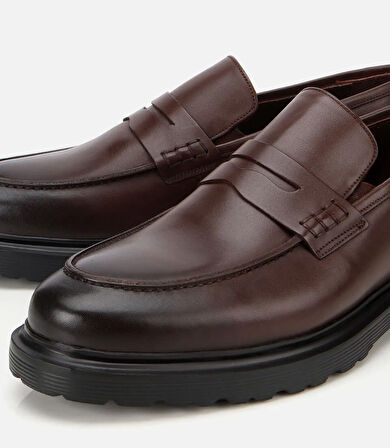 Erkek Deri Kahverengi Yumuşak Dokulu Klasik Loafer