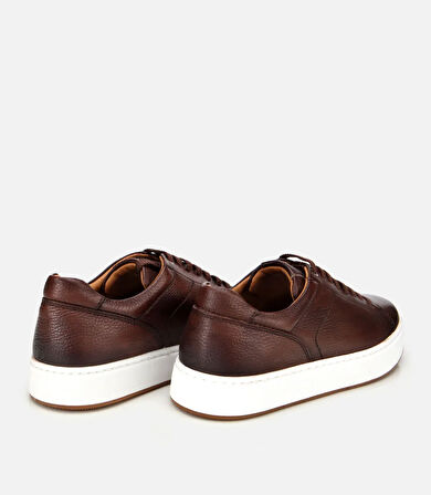 Erkek Deri Kahverengi Kalın Tabanlı Spor Ayakkabı