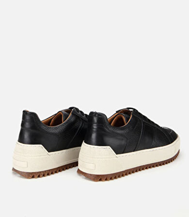 Erkek Deri Siyah Yumuşak Dokulu Kalın Tabanlı Spor Ayakkabı