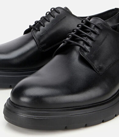 Erkek Deri Siyah Kalın Tabanlı Günlük Ayakkabı