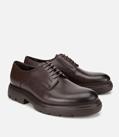 Erkek Deri Kahverengi Kalın Tabanlı Günlük Ayakkabı