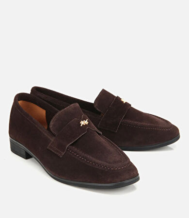 Kadın Süet Deri Kahverengi Yumuşak Dokulu Klasik Loafer