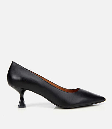 Kadın Deri Siyah Esnek Tabanlı Stiletto