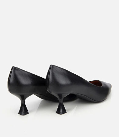 Kadın Deri Siyah Esnek Tabanlı Stiletto