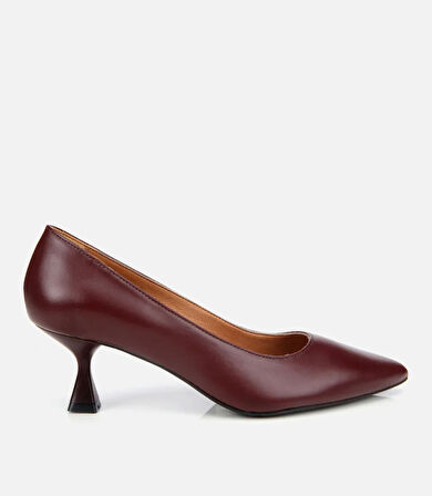 Kadın Deri Bordo Esnek Tabanlı Stiletto