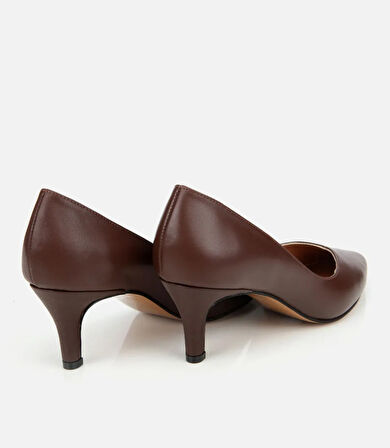 Kadın Deri Kahverengi İnce Topuklu Stiletto