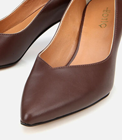 Kadın Deri Kahverengi İnce Topuklu Stiletto