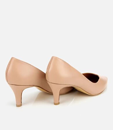 Kadın Deri Bej İnce Topuklu Stiletto