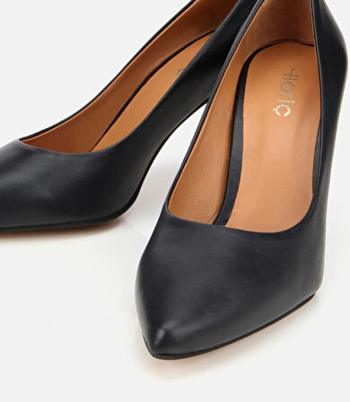 Kadın Deri Siyah Yüksek Topuklu Stiletto