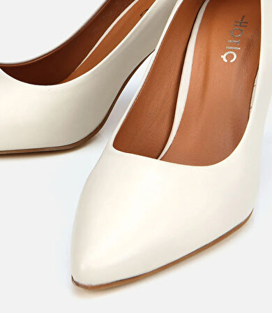 Kadın Deri Ekru Yüksek Topuklu Stiletto