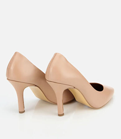 Kadın Deri Bej Yüksek Topuklu Stiletto