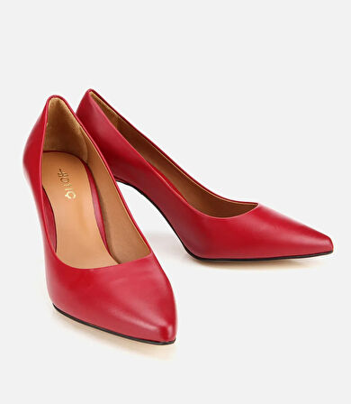 Kadın Deri Kırmızı Yüksek Topuklu Stiletto